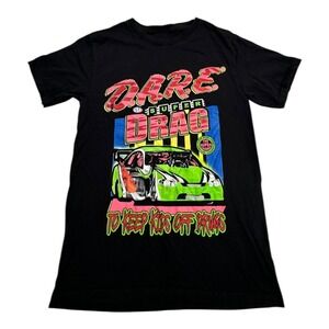 Black DARE‎ to Keep Kids Off Drugs Drag Racing T Shirt Adult Size Large